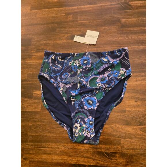 Amazon Essentials Other - Amazon Essentials Bikini Bottom Deep Blue Floral Size XS High Waist NWT